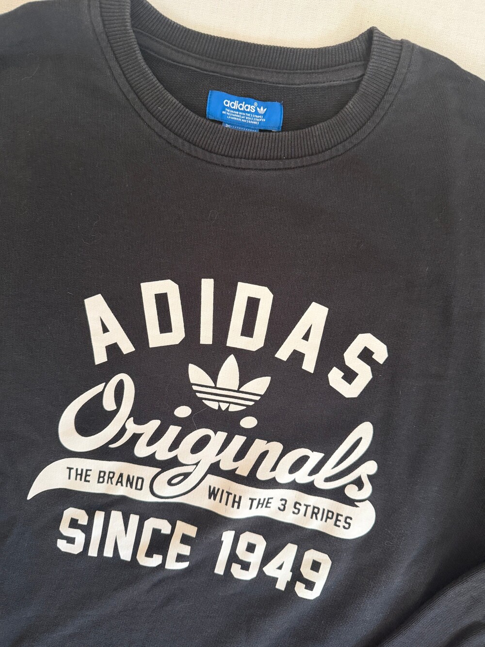 adidas Originals XL Black Crewneck Sweatshirt Cotton Blend 1018